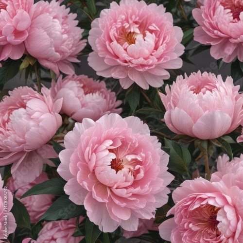 Luxurious pink peonies in full bloom, soft petals, elegant backdrop , beautiful, design, floral