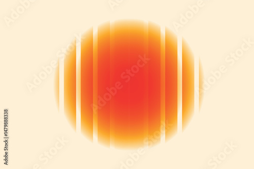 Fractal glass effect. Orange circle on light background. Vector