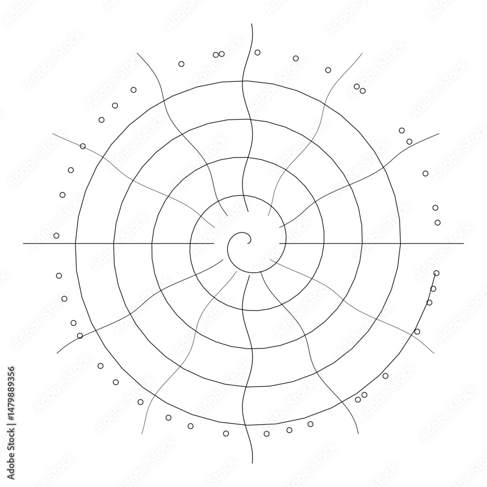 Fototapeta premium Spiral Pattern Circular Design Minimalist Art Geometric Composition