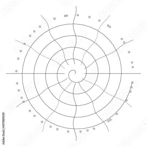 Circular Geometry and Angles: A Technical Drawing Illustration Style