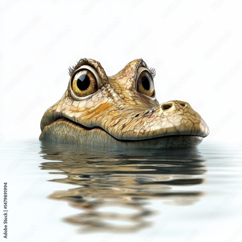 Fototapeta premium Cartoon Alligator Head Emerging from Water
