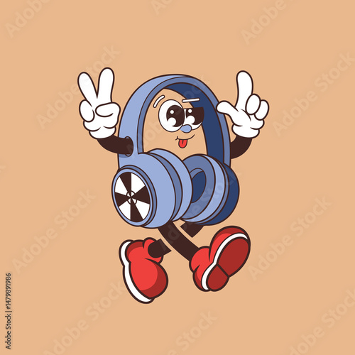 Retro character design of comedy headphones