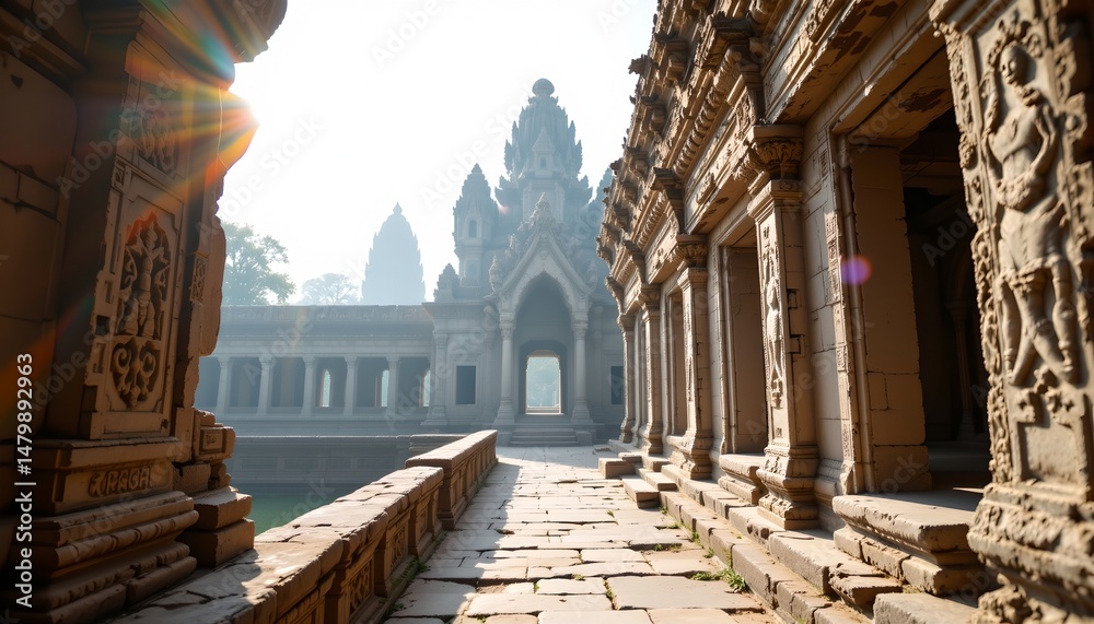 Obraz premium an ancient architectural site with stone structures that feature intricate designs and possibly historical significance