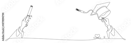 graduation day line art style illustration vector