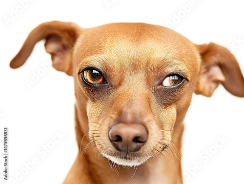 Adorable Brown Dog Close-Up Portrait: Cute Canine Companion with Playful Expression