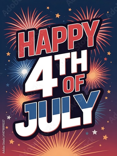 Happy 4th of July Fireworks Celebration Design