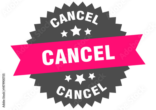 cancel. cancel round pink label isolated on transparent background
