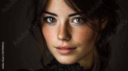 Captivating Portrait of a Freckled Woman