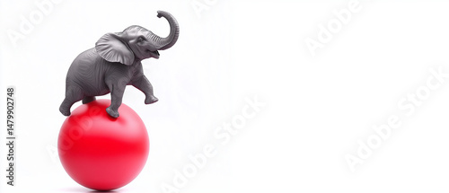 AI generator image of elephant playing ball, animal acrobatics, circus, animal theme park