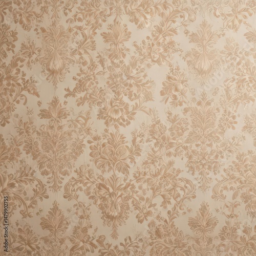 Elegant beige damask fabric with intricate floral details , luxury, home decor, texture