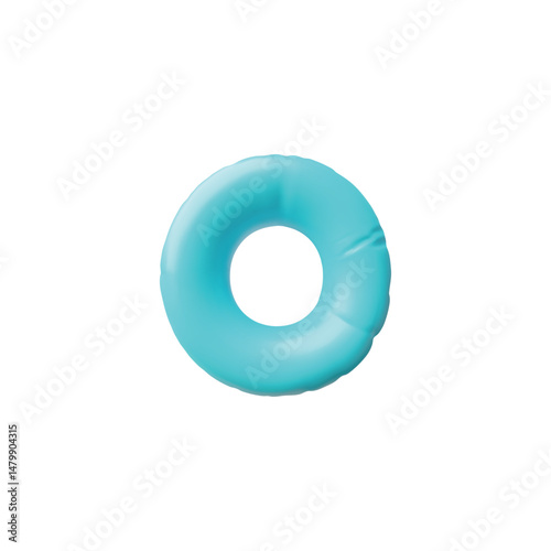 English alphabet uppercase letter O from blue air inflated balloon 3D vector icon, consonant type volume Latin font sign