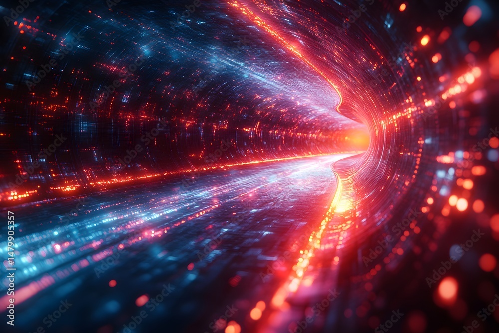 Fototapeta premium light streaks and abstract shapes, futuristic digital background