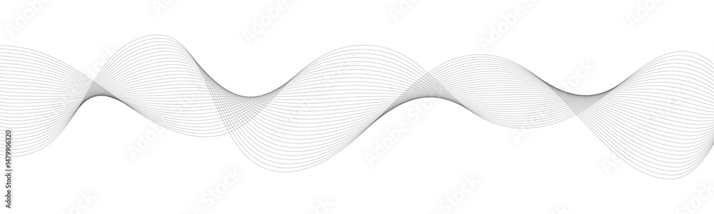 Naklejka premium Abstract Flowing Wave Lines on White. Smooth Fluid Lines Abstract Art for background. abstract vector illustration of gray colored wave lines on white background