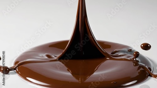 Realistic Chocolate Dripping Animation on White Background