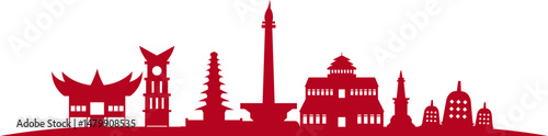 Indonesian Building Monuments Silhouette