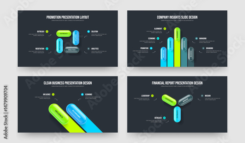 Marketing Review Four Five Two Three Option Infographic Slideshow Design Vector Illustration Collection. Corporate Proposal 4 5 2 3 Step Diagram Slide Template Set.