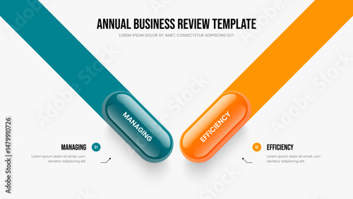 Product Briefing Two Option Infographic Slide Design. Visual Campaign Frame Layout Vector Illustration. Corporate Showcase 2 Element Diagram Slideshow Template.