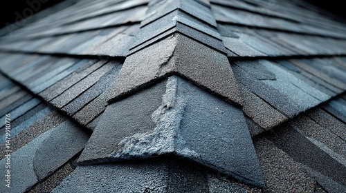 Symmetrical Gable Roof Over Asphalt Shingles, an elevated perspective showcasing the clean lines and uniformity of a well-maintained residential roofing structure.