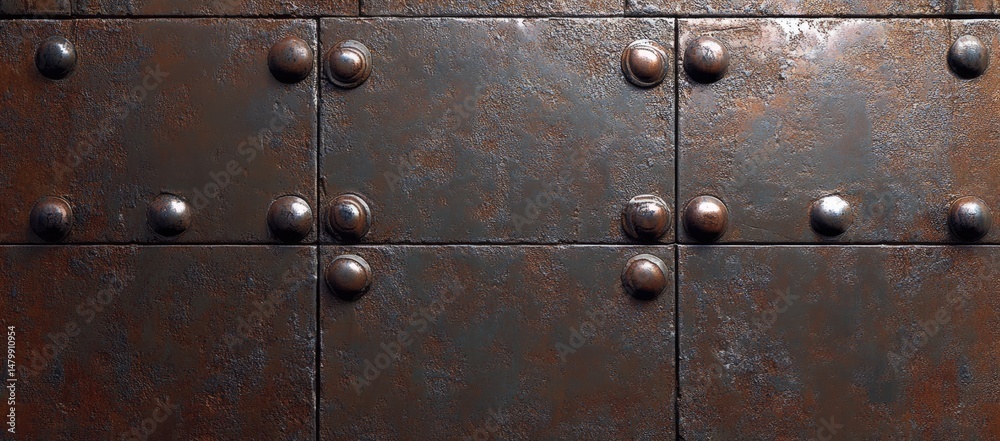 Fototapeta premium Rusted Metal Paneling with Studs