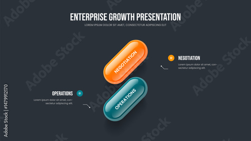 Creative Campaign Two Option Infographic Presentation Design. Market Visualization Slideshow Template Vector Illustration. Business Review 2 Element Diagram Frame Layout.