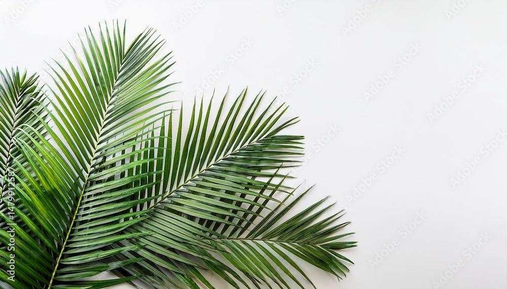 Fototapeta premium tropical palm tree leaves isolated on white background green fronds with white background download