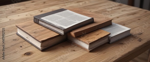 Three book cover mockups, varying sizes, rustic wood table ,  mockup,  large,  cover design