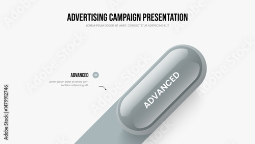 Project Portfolio Presentation Layout Vector Illustration. Company Solution One Option Infographic Slideshow Template. Consulting Proposal 1 Element Diagram Frame Design.