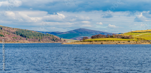 A view from the north shore across lake Tryweryn near Bala, Wales in springtime