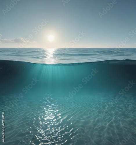 Peaceful gradient from pale to deep aquamarine, evokes calm ocean depths ,  abstract,  smooth