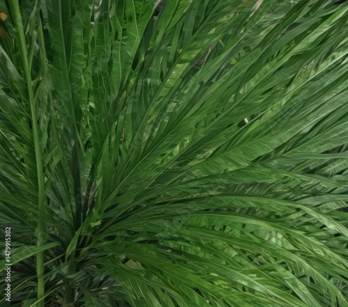 Intricate veins, vibrant green tropical palm leaf texture ,  paradise,  botanical