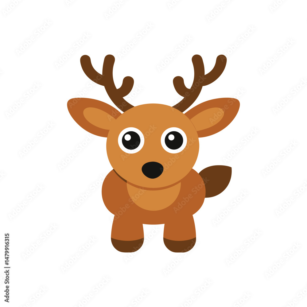 Flat and Minimal reindeer logo vector illustration isolated on white background Flat and Minimal reindeer logo vector illustration isolated on white background