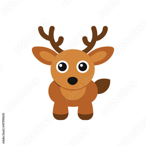 Flat and Minimal reindeer logo vector illustration isolated on white background