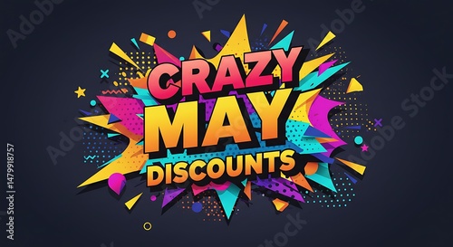 Animated graphic announcing crazy may discounts on various products and services
