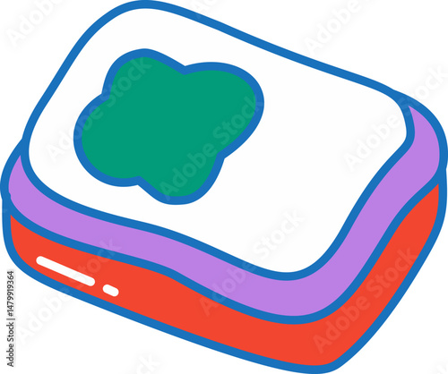 Colorful Flat Skincare Icon With Creams Bottles Tubes Jars and Face Masks in Modern Purple Blue and Green Palette for Beauty Packaging and Self Care Designs