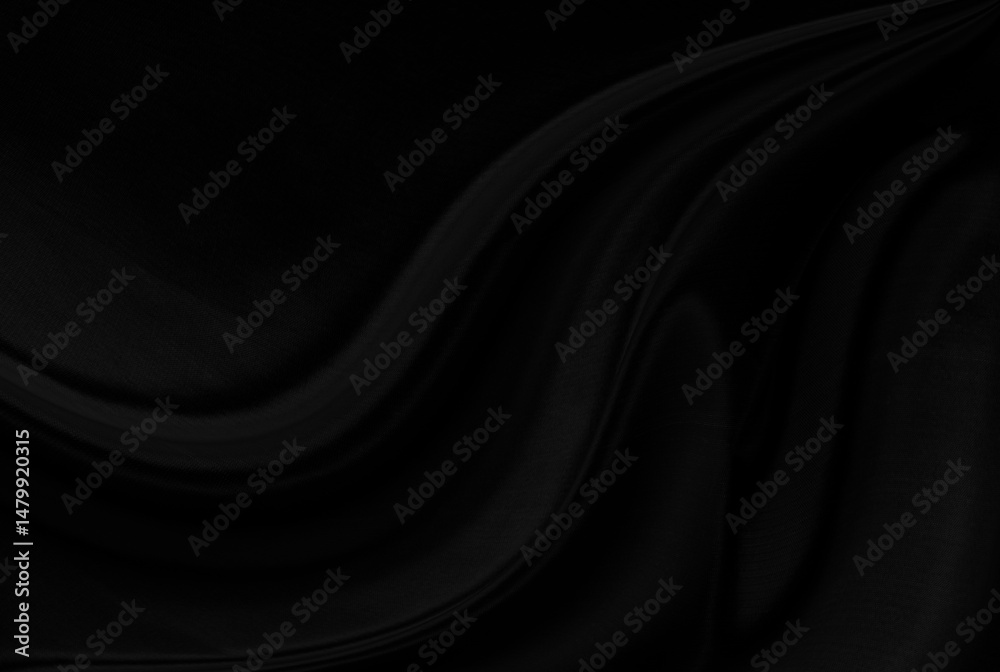 Obraz premium Black gray satin dark fabric texture luxurious shiny that is abstract silk cloth background with patterns soft waves blur beautiful.