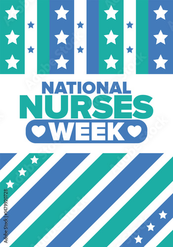 National Nurses Week. Thank you nurses. Medical and health care concept. Fighters against viruses and diseases. In honour of the doctors. Celebrated annual in United States. Vector illustration poster