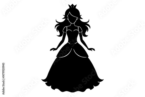 princess silhouette vector, girl in a wedding dress silhouette vector