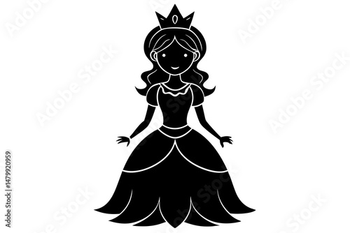 princess silhouette vector, girl in a wedding dress silhouette vector