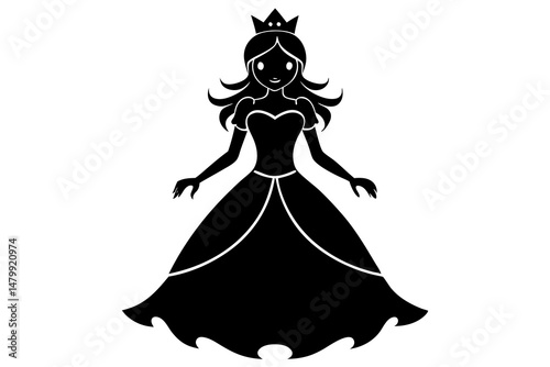 princess silhouette vector, girl in a wedding dress silhouette vector