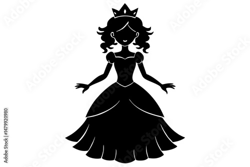 princess silhouette vector, girl in a wedding dress silhouette vector