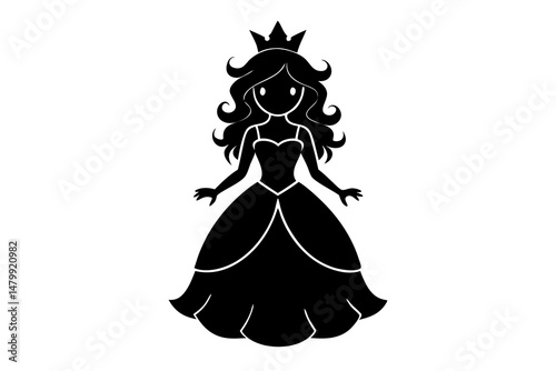 princess silhouette vector, girl in a wedding dress silhouette vector
