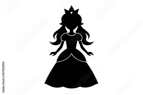 princess silhouette vector, girl in a wedding dress silhouette vector