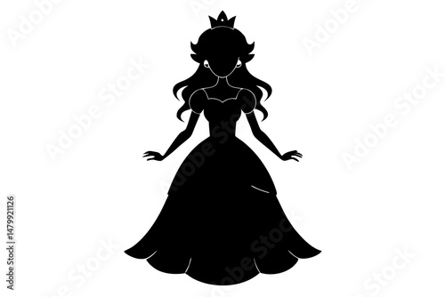 princess silhouette vector, girl in a wedding dress silhouette vector