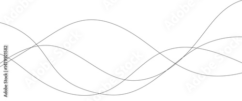 Abstract wavy black and white curved lines. 