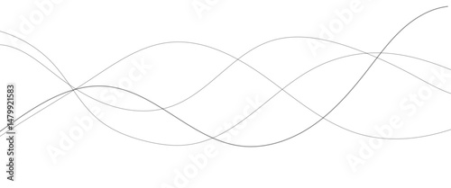 Abstract wavy black and white curved lines. 