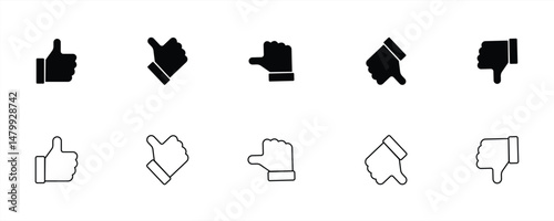 Rating scale and feedback symbols on the circle outline. Thumbs up symbols are excellent, good, average, bad, and poor.