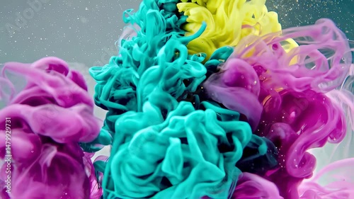 Vibrant ink colors swirling in water.