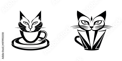 black cat and dog vector