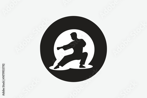 black silhouette of Kungfu poses