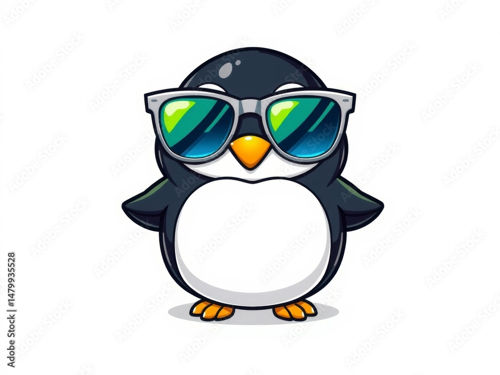 Obraz premium Cool Penguin in Sunglasses: Fun Cartoon Character Illustration